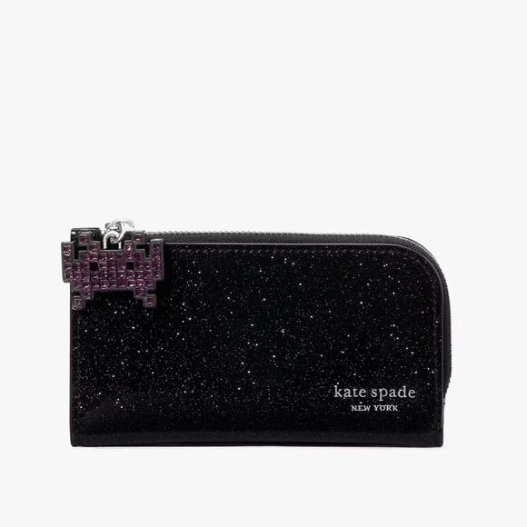 Space Invaders X Kate Spade Glitter Patent Small Slim Bifold Wallet KI755 - Picture 2 of 15